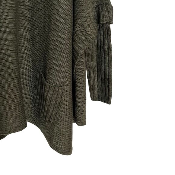 Design Lab Lord & Taylor Turtle Neck Knitted Ribbed Trim Pocho Sweater Green XS - Picture 6 of 11
